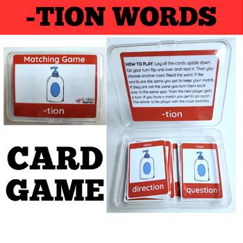 -TION Words Matching Card Game: Phonics Game by Firsties Playground