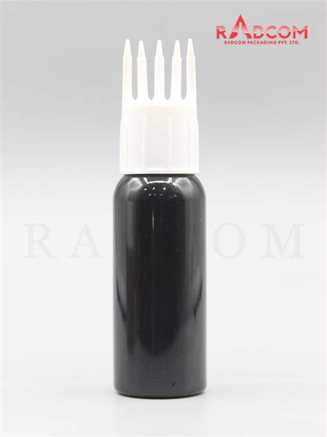 30ML Boston Opaque Black Pet Bottle With White Comb Hair Applicator