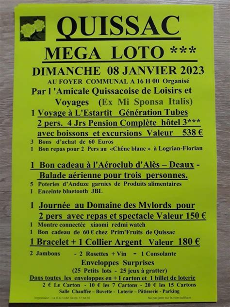 Loto à Quissac Agenda des lotos dans le Gard prés de Nîmes