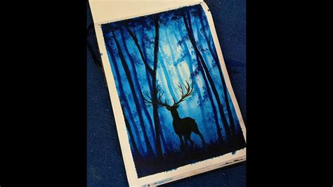 Deer In Misty Forest Watercolor Paintings Easy Watercolor Painting