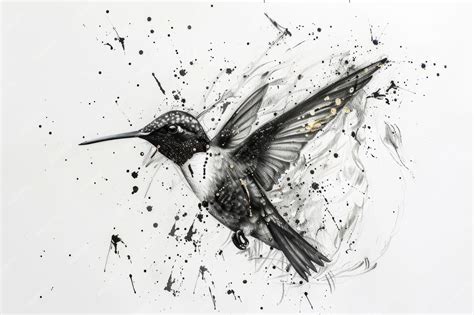 Premium Photo Charcoal Drawing Of A Hummingbird In Dynamic Splash Art