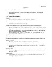 Chapter Introduction What Is Economics Docx Econ Ch Notes