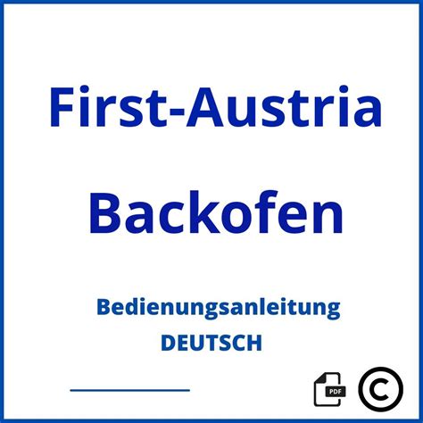 Bedienungsanleitung First-Austria Backofen Anleitung - PDF Deutsch