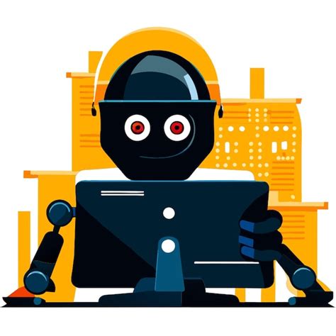 Hacker De Seguridad De Red Robot Tratando De Hackear Un Sistema Vector