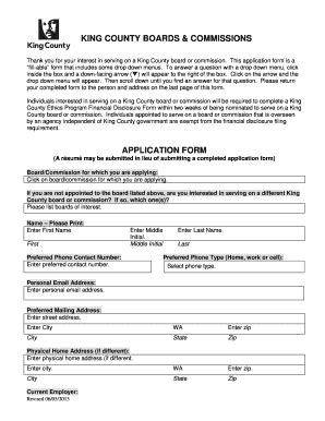 Fillable Online Your Kingcounty SWAC Application King County Your