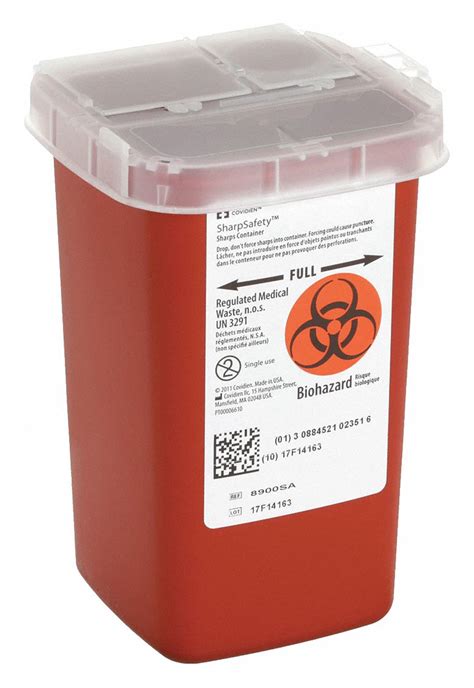 COVIDIEN, Sharps Container, 0.25 gal Capacity, Sharps Container - 3UTE4 ...