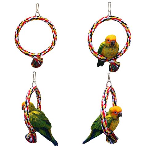 Bird Perch Toy Round Cotton Rope Chewing Bar Parrot Swing Climbing