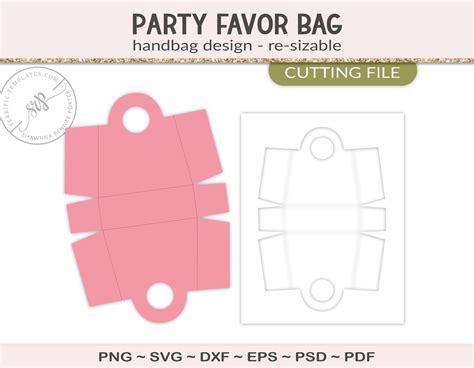 Party Favor Bag Template Party Printable Craft Template Cutting File