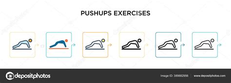 Pushups Exercises Vector Icon Different Modern Styles Black Two Colored