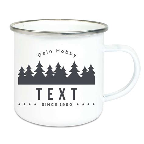 Emaille Tasse Mit Text Datum Und Baummotiv Abschiedsgeschenk Idee