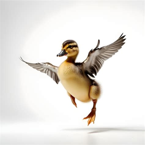 Premium Photo A Duck With Wings Spread Out In The Air