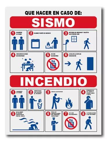 Señal Que Hacer En Caso De Sismo O Incendio Letrero