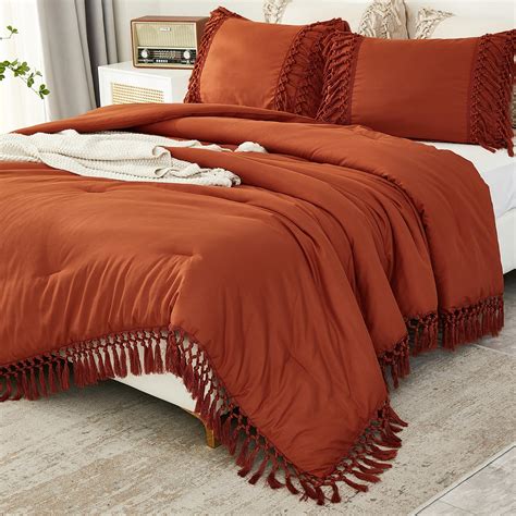 Amazon Andency Burnt Orange Comforter Set California King