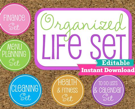 Editable And Instant Download Organized Life Printables Home