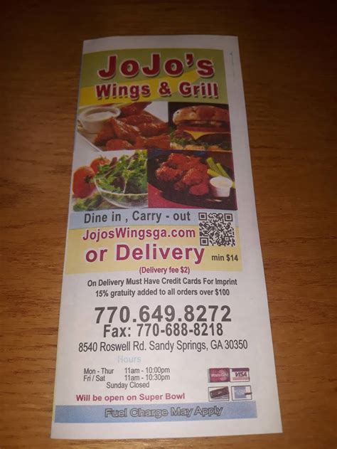 Jojos Wings And Grill 8540 Roswell Rd Suite 300 Sandy Springs Ga