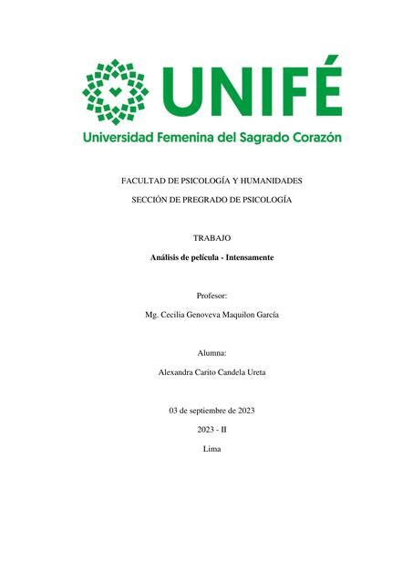 An Lisis De Pel Cula Intensamente Alexandra Candela Udocz