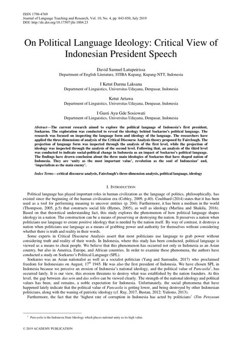 (PDF) On Political Language Ideology: Critical View of Indonesian ...