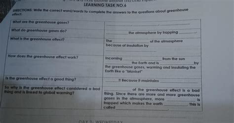 Directions Write The Correct Wordwords To Complete The Answers To The