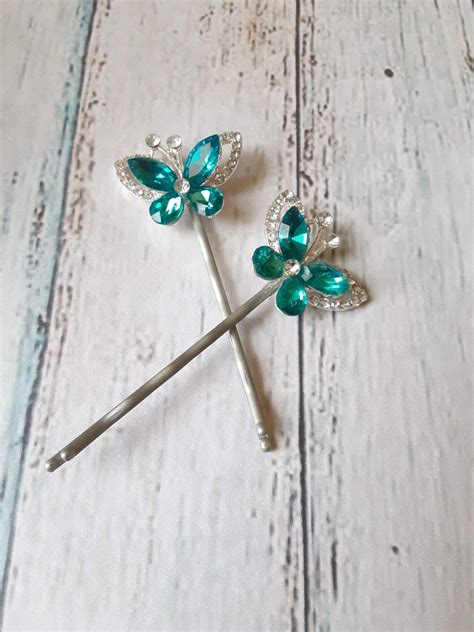 Tuquoise Butterfly Bobby Pins Set Of 2 Butterflies Bobby Pins T