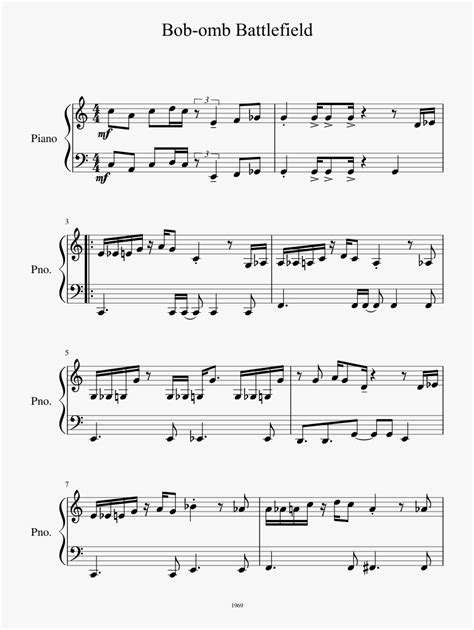 Bomb Omb Battlefield Piano Sheet Music, HD Png Download - kindpng