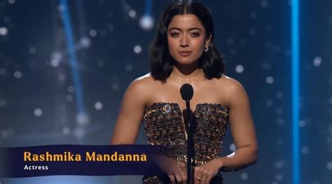 Rashmika Mandanna Presenting A Award At The Crunchyroll Anime Award