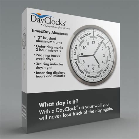 Dayclocks Time And Day Of The Week Wall Clock With 12 Aluminum Frame