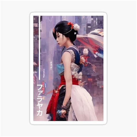 ファラヤカ Japanese Girl Wearing Kimono in The Middle of The City Sticker