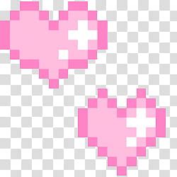 PASTEL PIXELS IV Two Heart Pink Pixelated Transparent Background PNG