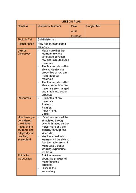 Nst Raw And Manu 2023 Nst Raw And Manufactured Materials Lesson Plan