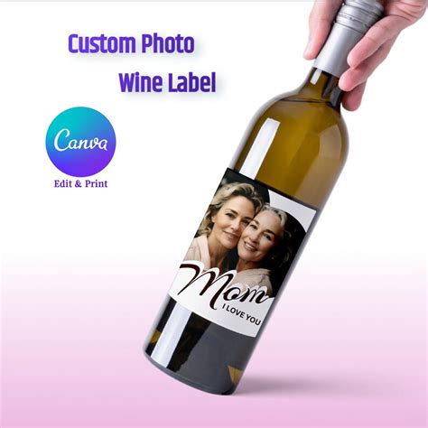 Editable Mother S Day Wine Label Template Personalized Wine Label