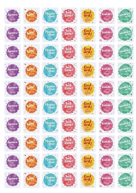 Teacher Stickers T Pack Watercolour Splats Theme Teacher Stickers