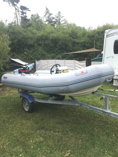 Rigid Inflatable Avon 34mtr Rib Boat And Trailer With Centre Console