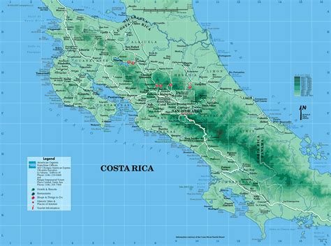 Large Detailed Tourist Map Of Costa Rica With Other Marks Costa Rica