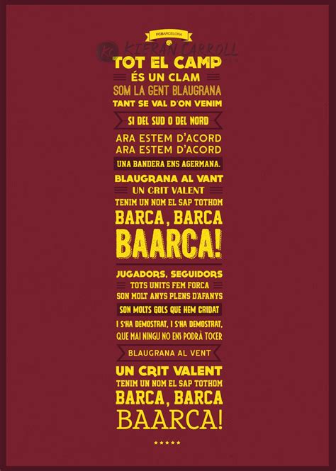 FC Barcelona El Cant Del Barca Poster Kieran Carroll Design