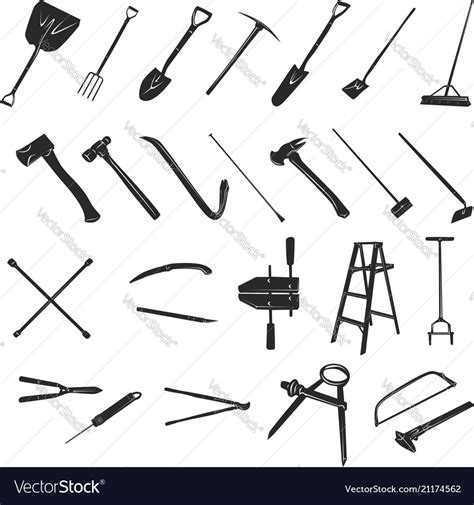 Gardening tools collection - silhouette Royalty Free Vector