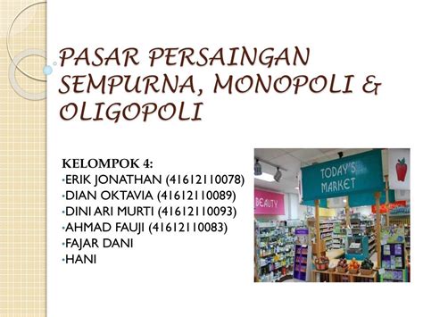 Ppt Pasar Persaingan Sempurna Monopoli And Oligopoli Powerpoint