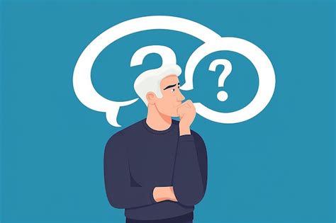 Premium Photo Cartoon Thinking Man With Question Mark In Think Bubble