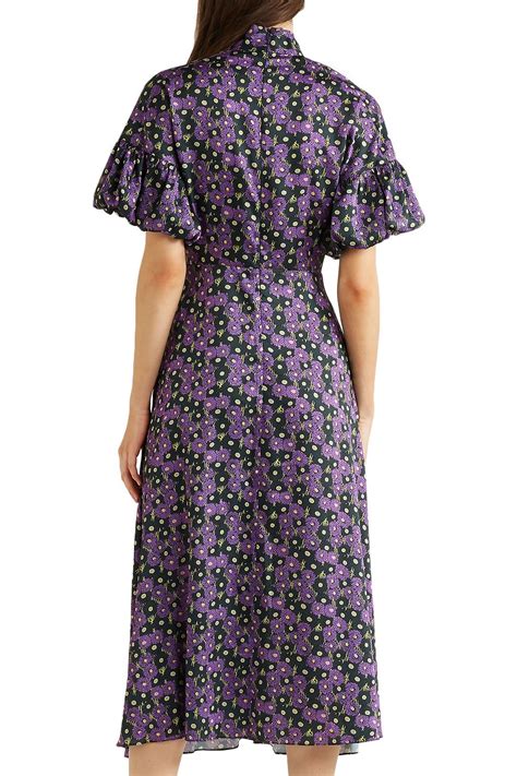 LELA ROSE Pussy bow printed crepe de chine midi dress 최대 세일 THE OUTNET