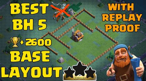 Clash Of Clans Best Builder Hall 5 Base Design Bh5 With Replays 2600 Trophies Youtube