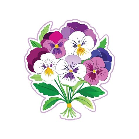 Vivid Pansy Floral Bouquet Illustration 56197448 Vector Art At Vecteezy