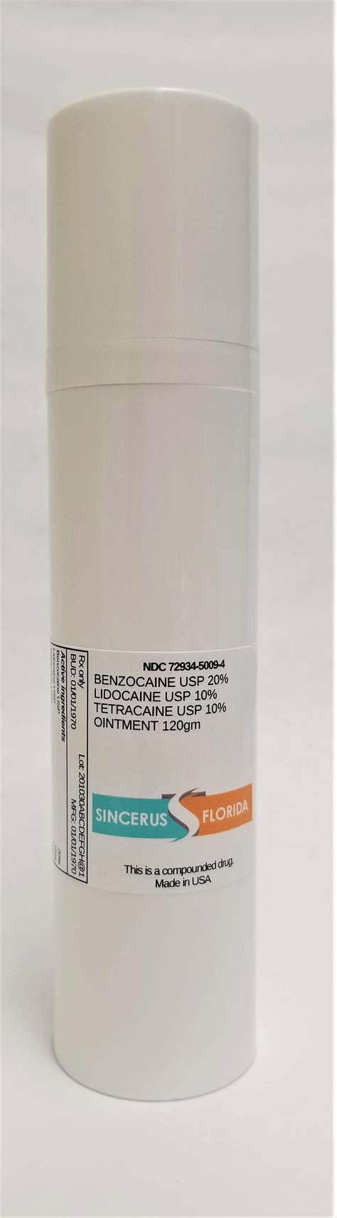 Benzocaine 20 Lidocaine 10 Tetracaine 10 Ointment