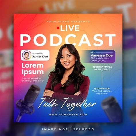 Premium PSD Live Podcast Flyer Social Media Post Thumbnail Social