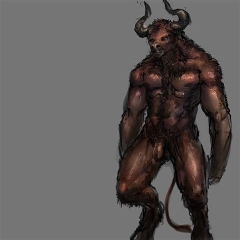 Rule 34 Anthro Bovid Bovine Brown Body Brown Fur European Mythology Flaccid Foreskin Fur