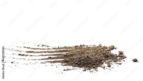 Dirt, soil pile isolated on white background and texture, side view ...