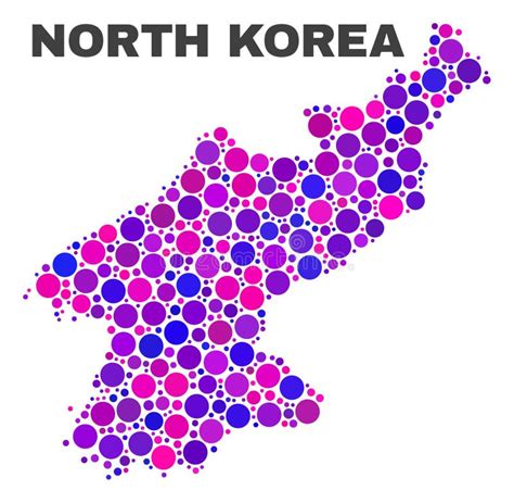 North Korea Map In Halftone Dot Style With Grunge Title Stamps Stock