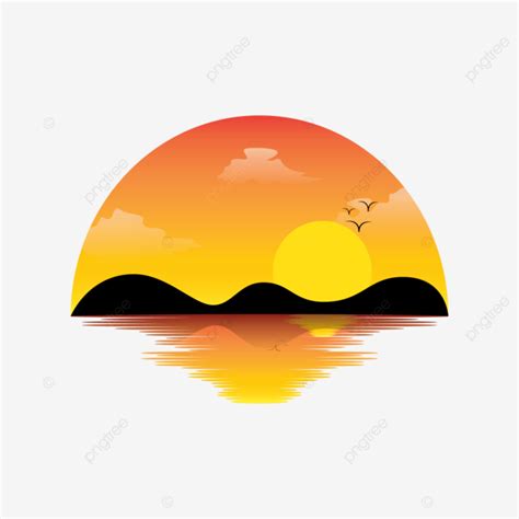 Beautiful Summer Sunset Vector Illustration Sunset Summer Vector Png And Vector With