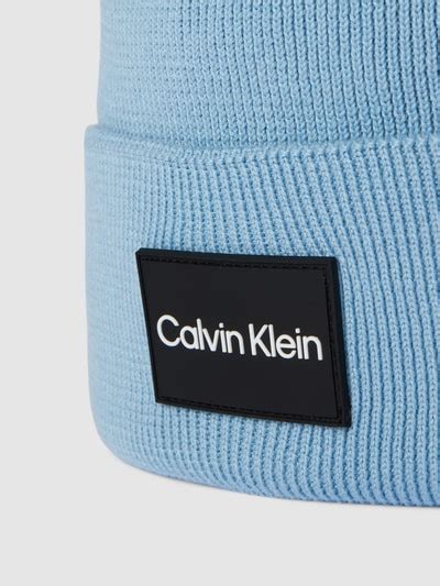 Ck Calvin Klein Beanie Mit Label Detail Hellblau Online Kaufen