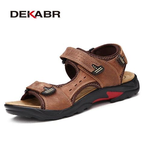 Dekabr Summer Big Size Mens Sandals British Fashion Genuine Leather Beach Shoes Mens Casual