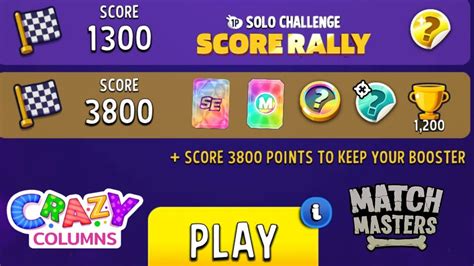 Crazy Columns Solo Challenge Score Rally Match Masters Solo Challenge