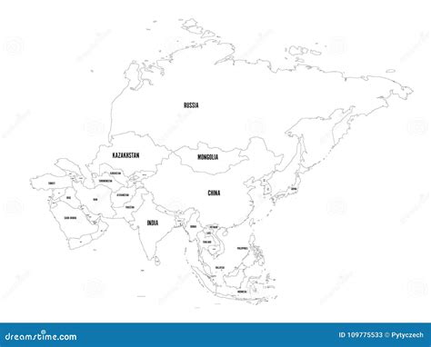 Carte Politique D Ensemble De Continent De L Asie Illustration De